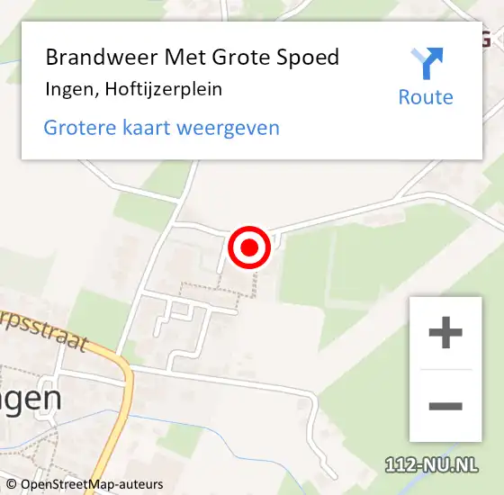 Locatie op kaart van de 112 melding: Brandweer Met Grote Spoed Naar Ingen, Hoftijzerplein op 31 december 2015 14:57