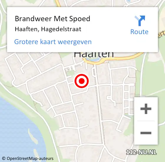 Locatie op kaart van de 112 melding: Brandweer Met Spoed Naar Haaften, Hagedelstraat op 31 december 2015 15:02