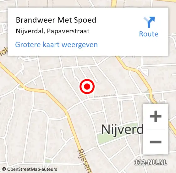 Locatie op kaart van de 112 melding: Brandweer Met Spoed Naar Nijverdal, Papaverstraat op 31 december 2015 15:21