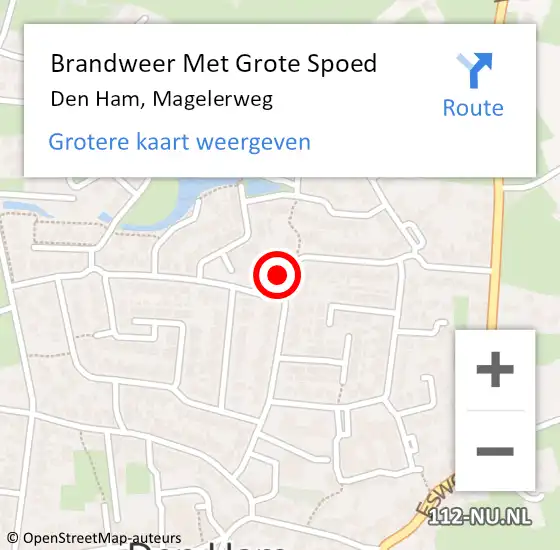 Locatie op kaart van de 112 melding: Brandweer Met Grote Spoed Naar Den Ham, Magelerweg op 31 december 2015 15:53