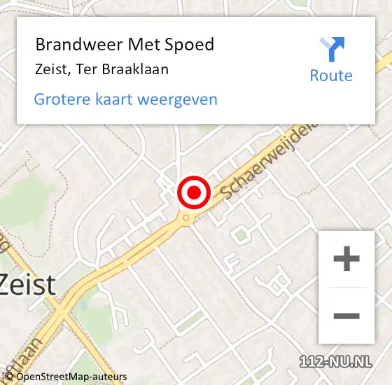 Locatie op kaart van de 112 melding: Brandweer Met Spoed Naar Zeist, Ter Braaklaan op 31 december 2015 15:54