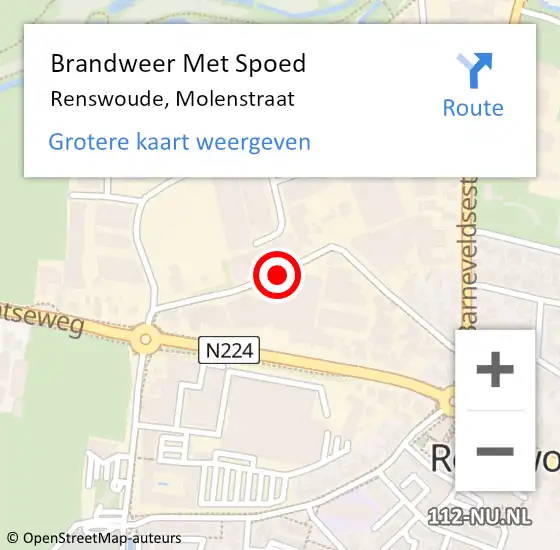 Locatie op kaart van de 112 melding: Brandweer Met Spoed Naar Renswoude, Molenstraat op 31 december 2015 16:02