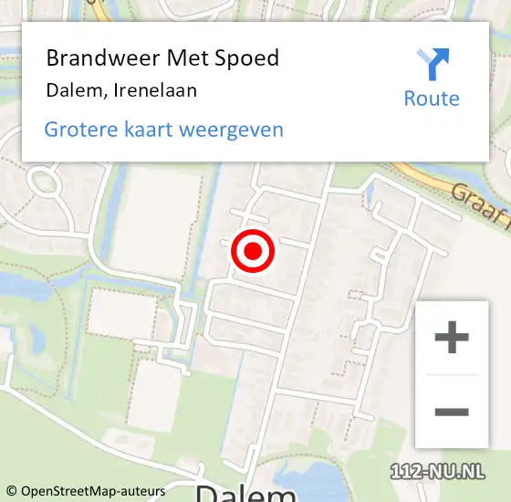 Locatie op kaart van de 112 melding: Brandweer Met Spoed Naar Dalem, Irenelaan op 31 december 2015 16:02