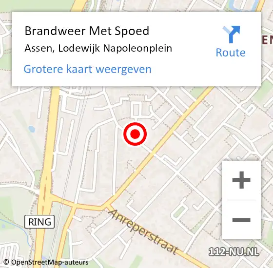 Locatie op kaart van de 112 melding: Brandweer Met Spoed Naar Assen, Lodewijk Napoleonplein op 31 december 2015 16:04