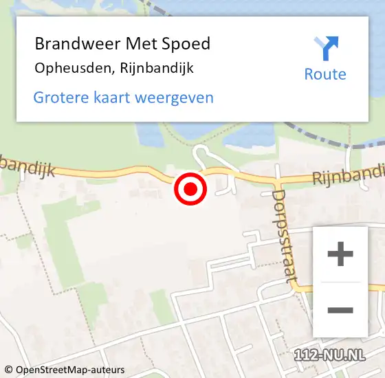 Locatie op kaart van de 112 melding: Brandweer Met Spoed Naar Opheusden, Rijnbandijk op 31 december 2015 16:05