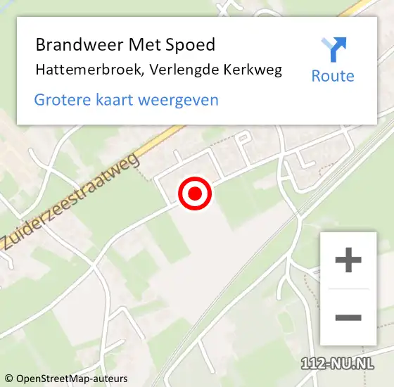 Locatie op kaart van de 112 melding: Brandweer Met Spoed Naar Hattemerbroek, Verlengde Kerkweg op 31 december 2015 16:07