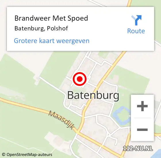 Locatie op kaart van de 112 melding: Brandweer Met Spoed Naar Batenburg, Polshof op 31 december 2015 16:12