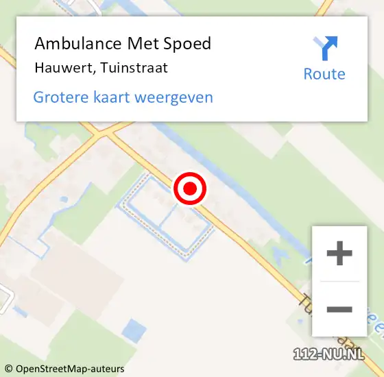 Locatie op kaart van de 112 melding: Ambulance Met Spoed Naar Hauwert, Tuinstraat op 31 december 2015 16:20