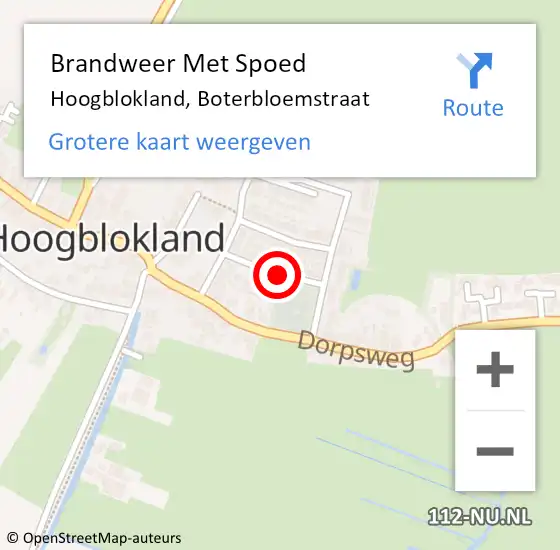 Locatie op kaart van de 112 melding: Brandweer Met Spoed Naar Hoogblokland, Boterbloemstraat op 31 december 2015 16:44