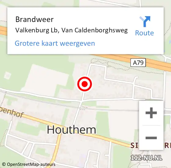 Locatie op kaart van de 112 melding: Brandweer Valkenburg Lb, Van Caldenborghsweg op 14 september 2013 15:14