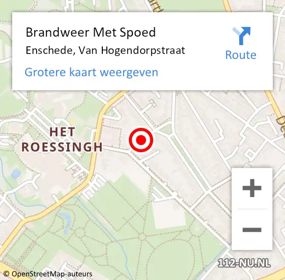 Locatie op kaart van de 112 melding: Brandweer Met Spoed Naar Enschede, Van Hogendorpstraat op 31 december 2015 16:56