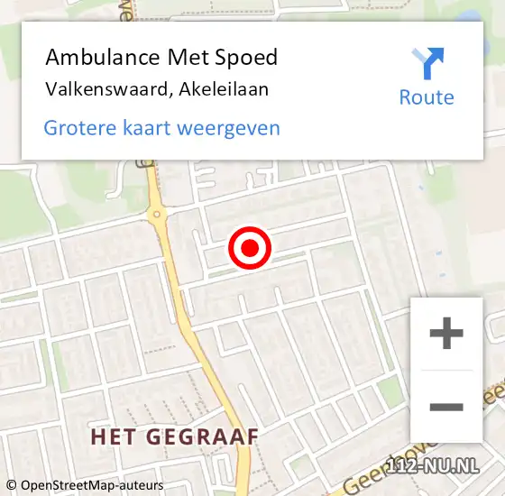 Locatie op kaart van de 112 melding: Ambulance Met Spoed Naar Valkenswaard, Akeleilaan op 31 december 2015 17:09