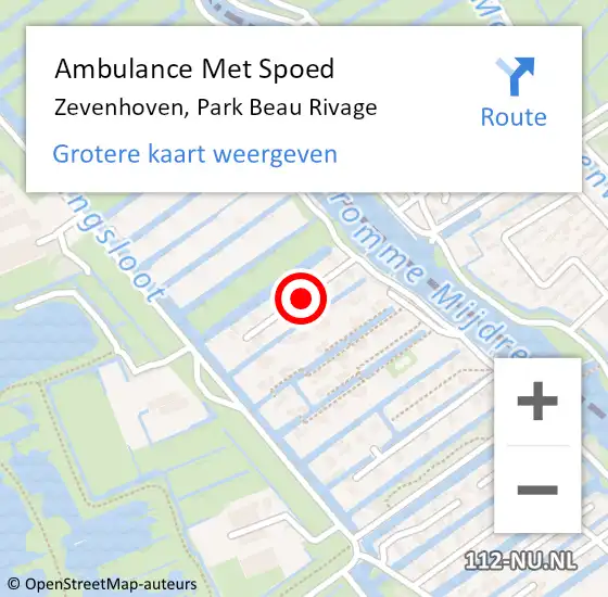 Locatie op kaart van de 112 melding: Ambulance Met Spoed Naar Zevenhoven, Park Beau Rivage op 31 december 2015 17:14