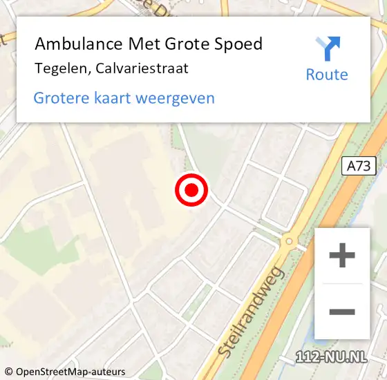 Locatie op kaart van de 112 melding: Ambulance Met Grote Spoed Naar Tegelen, Calvariestraat op 31 december 2015 17:16