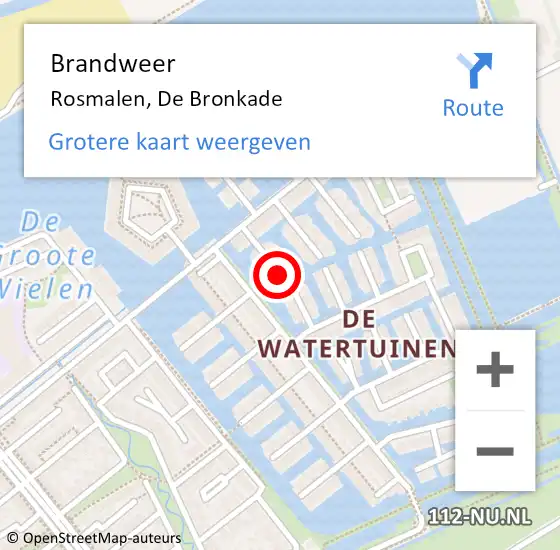 Locatie op kaart van de 112 melding: Brandweer Rosmalen, De Bronkade op 31 december 2015 17:49