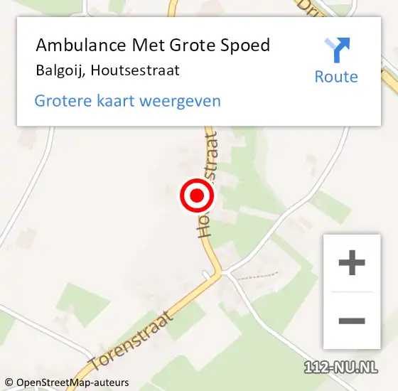 Locatie op kaart van de 112 melding: Ambulance Met Grote Spoed Naar Balgoij, Houtsestraat op 31 december 2015 18:03