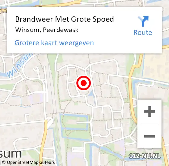 Locatie op kaart van de 112 melding: Brandweer Met Grote Spoed Naar Winsum, Peerdewask op 31 december 2015 18:12