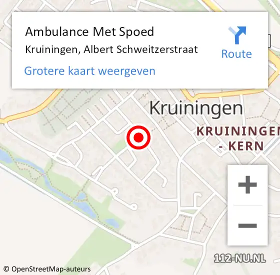 Locatie op kaart van de 112 melding: Ambulance Met Spoed Naar Kruiningen, Albert Schweitzerstraat op 31 december 2015 18:19