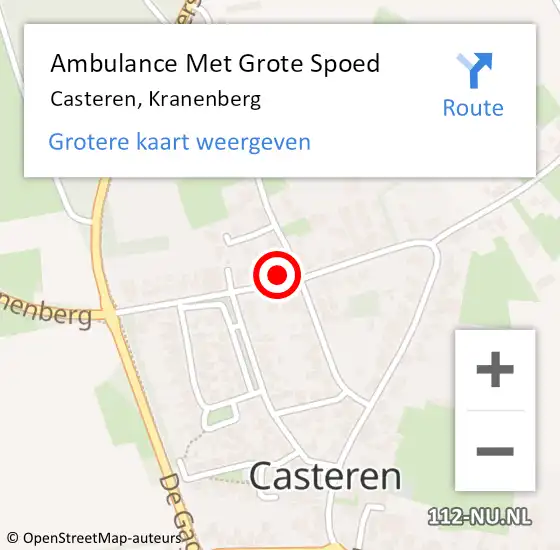 Locatie op kaart van de 112 melding: Ambulance Met Grote Spoed Naar Casteren, Kranenberg op 31 december 2015 18:24