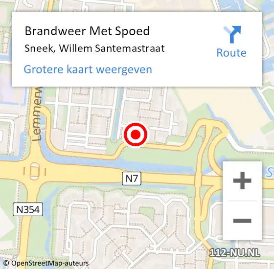 Locatie op kaart van de 112 melding: Brandweer Met Spoed Naar Sneek, Willem Santemastraat op 31 december 2015 18:27