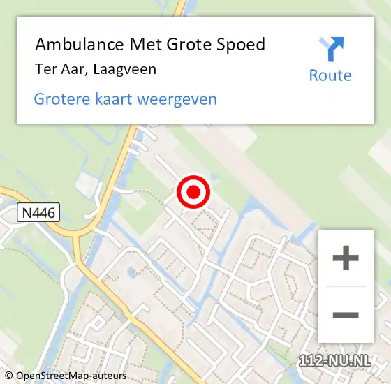 Locatie op kaart van de 112 melding: Ambulance Met Grote Spoed Naar Ter Aar, Laagveen op 31 december 2015 18:28