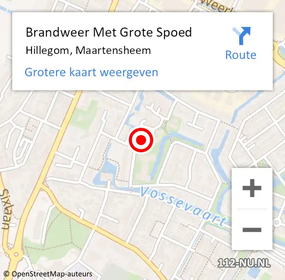 Locatie op kaart van de 112 melding: Brandweer Met Grote Spoed Naar Hillegom, Maartensheem op 31 december 2015 18:31