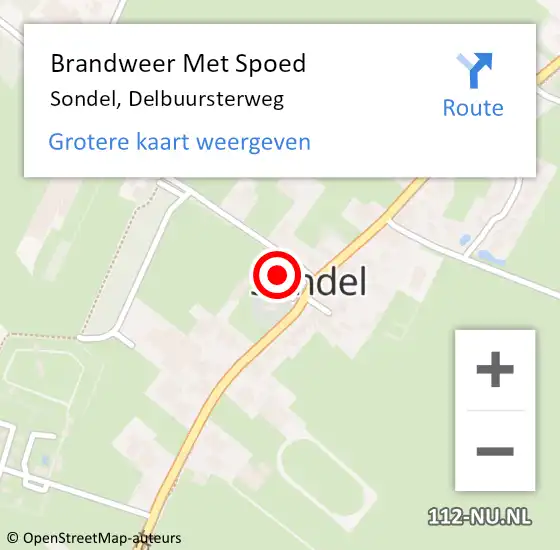 Locatie op kaart van de 112 melding: Brandweer Met Spoed Naar Sondel, Delbuursterweg op 31 december 2015 18:52