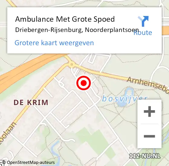 Locatie op kaart van de 112 melding: Ambulance Met Grote Spoed Naar Driebergen-Rijsenburg, Noorderplantsoen op 31 december 2015 19:07