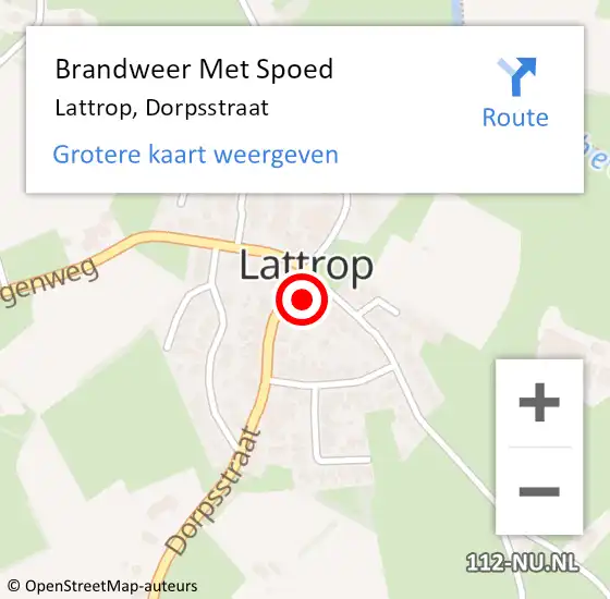 Locatie op kaart van de 112 melding: Brandweer Met Spoed Naar Lattrop, Dorpsstraat op 31 december 2015 19:31
