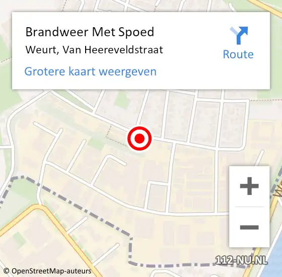 Locatie op kaart van de 112 melding: Brandweer Met Spoed Naar Weurt, Van Heereveldstraat op 31 december 2015 19:32