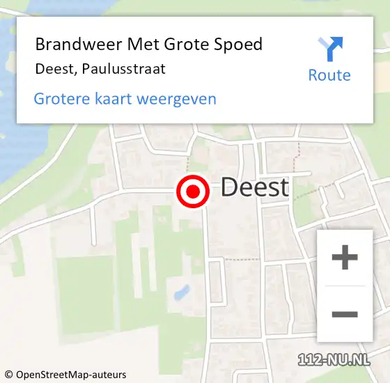 Locatie op kaart van de 112 melding: Brandweer Met Grote Spoed Naar Deest, Paulusstraat op 31 december 2015 19:43