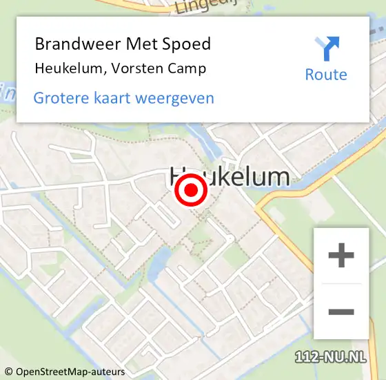 Locatie op kaart van de 112 melding: Brandweer Met Spoed Naar Heukelum, Vorsten Camp op 31 december 2015 19:44