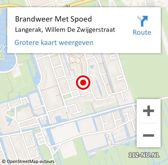 Locatie op kaart van de 112 melding: Brandweer Met Spoed Naar Langerak, Willem De Zwijgerstraat op 31 december 2015 19:45