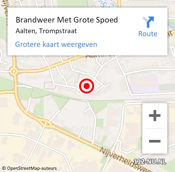 Locatie op kaart van de 112 melding: Brandweer Met Grote Spoed Naar Aalten, Trompstraat op 31 december 2015 19:46