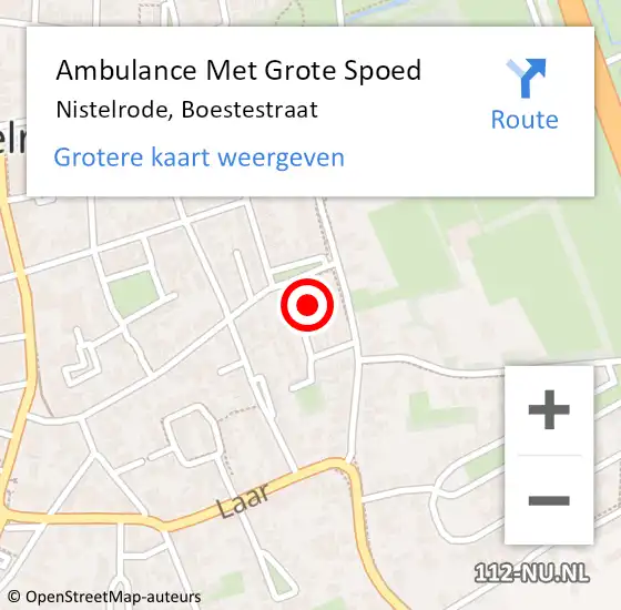 Locatie op kaart van de 112 melding: Ambulance Met Grote Spoed Naar Nistelrode, Boestestraat op 31 december 2015 19:51