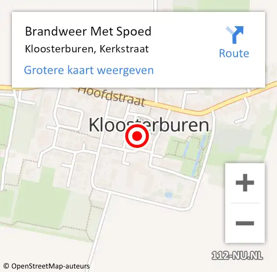 Locatie op kaart van de 112 melding: Brandweer Met Spoed Naar Kloosterburen, Kerkstraat op 31 december 2015 19:55