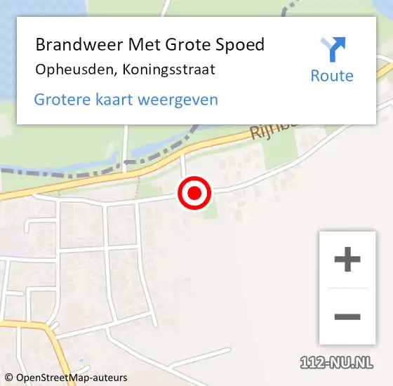 Locatie op kaart van de 112 melding: Brandweer Met Grote Spoed Naar Opheusden, Koningsstraat op 31 december 2015 19:57