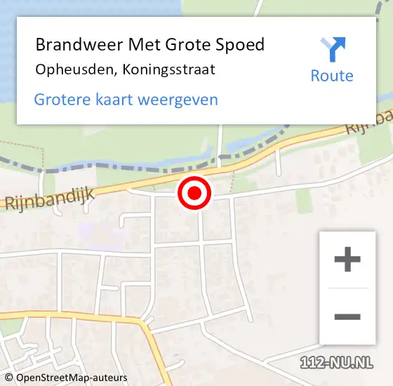 Locatie op kaart van de 112 melding: Brandweer Met Grote Spoed Naar Opheusden, Koningsstraat op 31 december 2015 19:57