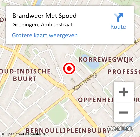 Locatie op kaart van de 112 melding: Brandweer Met Spoed Naar Groningen, Ambonstraat op 31 december 2015 19:59