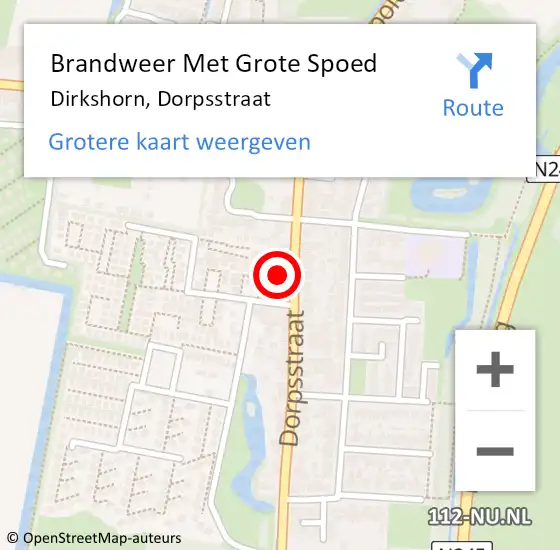 Locatie op kaart van de 112 melding: Brandweer Met Grote Spoed Naar Dirkshorn, Dorpsstraat op 31 december 2015 20:18