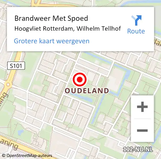 Locatie op kaart van de 112 melding: Brandweer Met Spoed Naar Hoogvliet Rotterdam, Wilhelm Tellhof op 31 december 2015 20:23