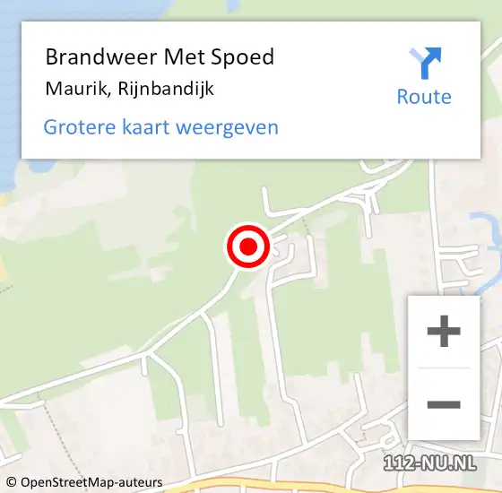 Locatie op kaart van de 112 melding: Brandweer Met Spoed Naar Maurik, Rijnbandijk op 31 december 2015 20:24