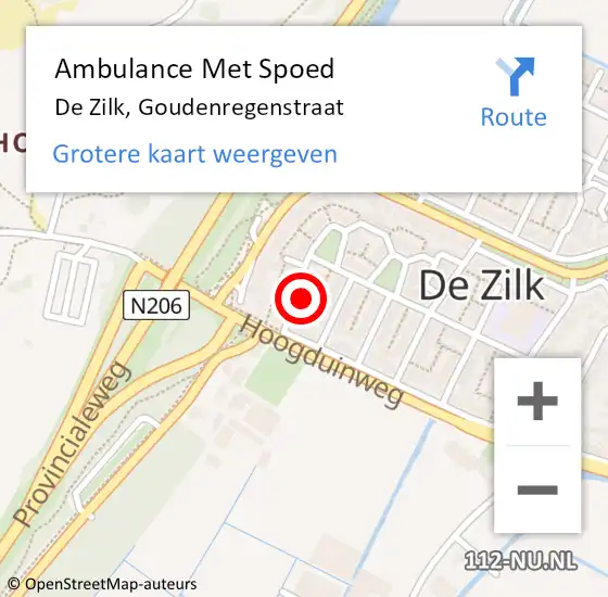 Locatie op kaart van de 112 melding: Ambulance Met Spoed Naar De Zilk, Goudenregenstraat op 31 december 2015 20:32