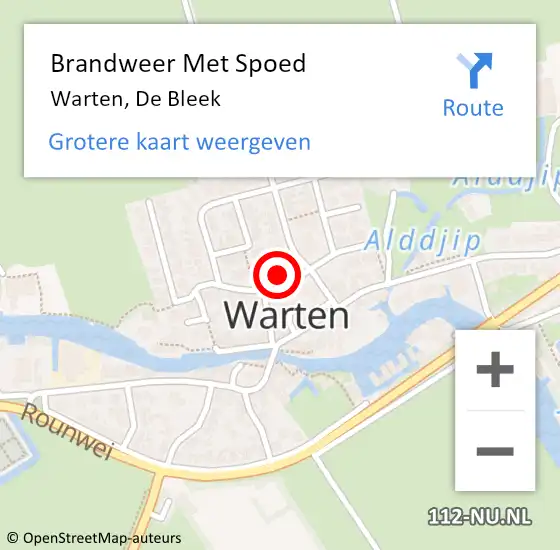 Locatie op kaart van de 112 melding: Brandweer Met Spoed Naar Warten, De Bleek op 31 december 2015 20:45