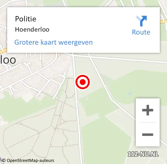 Locatie op kaart van de 112 melding: Politie Hoenderloo op 31 december 2015 20:54