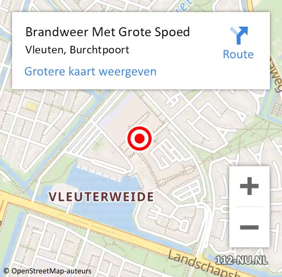 Locatie op kaart van de 112 melding: Brandweer Met Grote Spoed Naar Vleuten, Burchtpoort op 31 december 2015 20:55