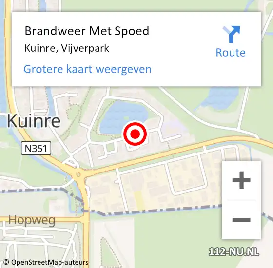 Locatie op kaart van de 112 melding: Brandweer Met Spoed Naar Kuinre, Vijverpark op 31 december 2015 21:00