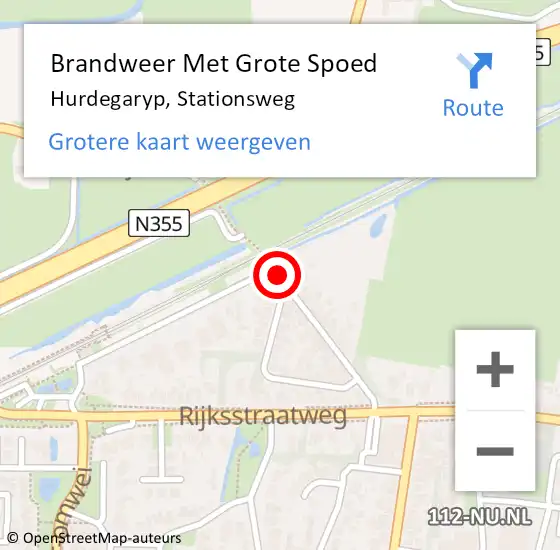 Locatie op kaart van de 112 melding: Brandweer Met Grote Spoed Naar Hurdegaryp, Stationsweg op 31 december 2015 21:00