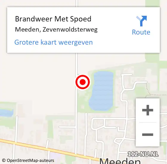 Locatie op kaart van de 112 melding: Brandweer Met Spoed Naar Meeden, Zevenwoldsterweg op 31 december 2015 21:14