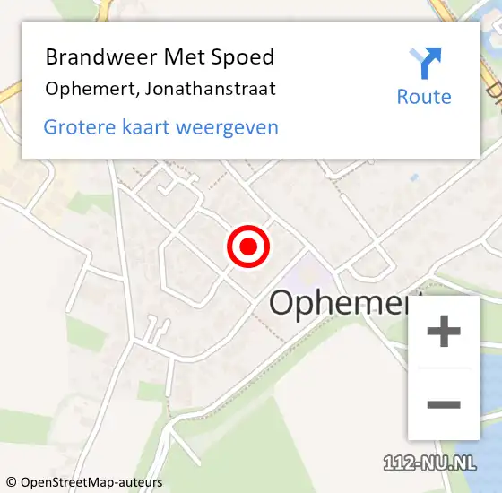 Locatie op kaart van de 112 melding: Brandweer Met Spoed Naar Ophemert, Jonathanstraat op 31 december 2015 21:15